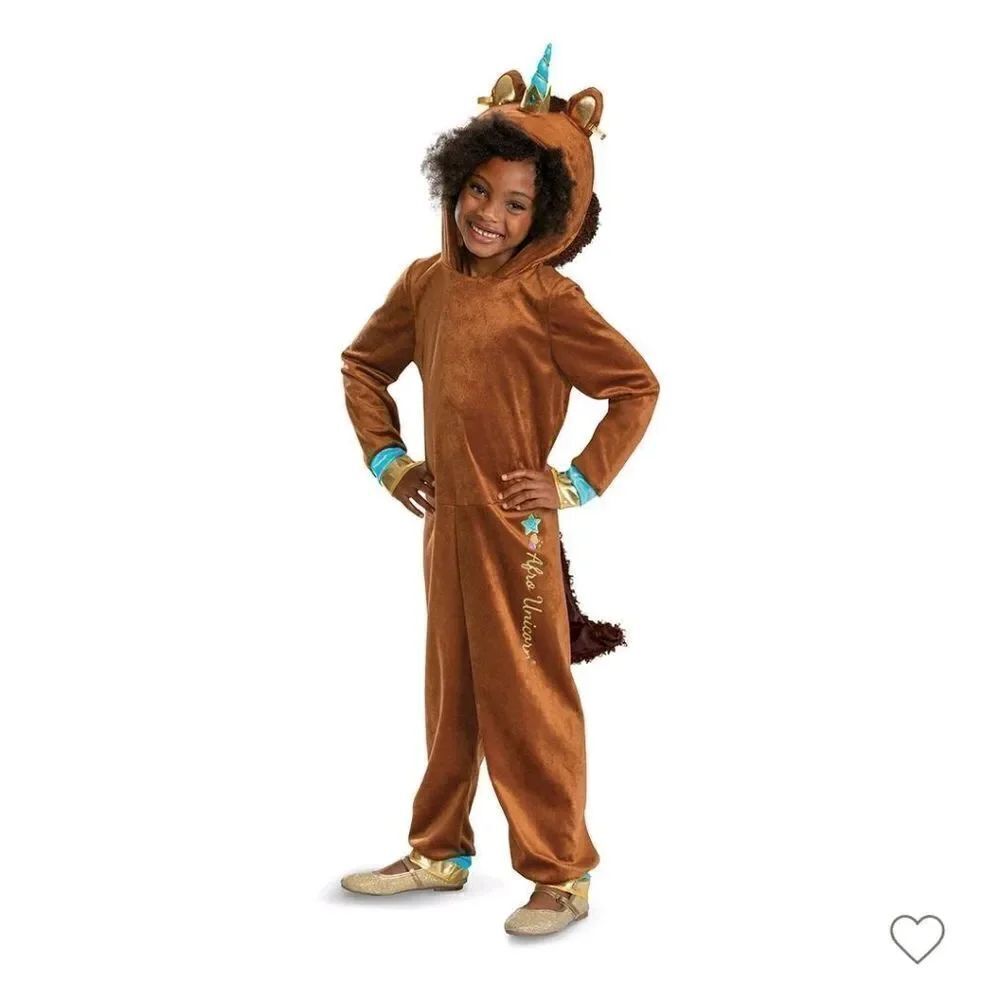 Girl's Deluxe Afro Unicorn Jumpsuit Costume - Disguise Costumes, Size S 4-6
